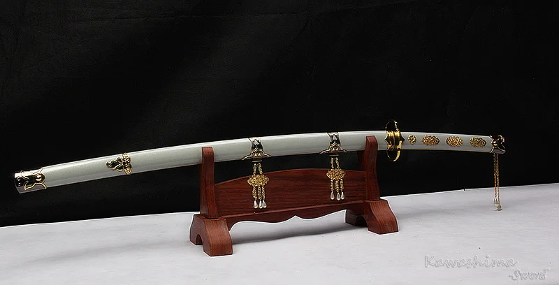 Подлинный Tsurumaru Kuninaga меч самурая японский катана дамасская кованая сталь Real Hamon
