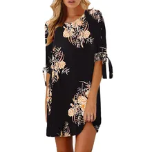 35 Бохо сексуальное платье женские, с цветочным узором бантом рукава коктейльное мини платье повседневное Вечернее Платье vestidos De Festa Sukienka