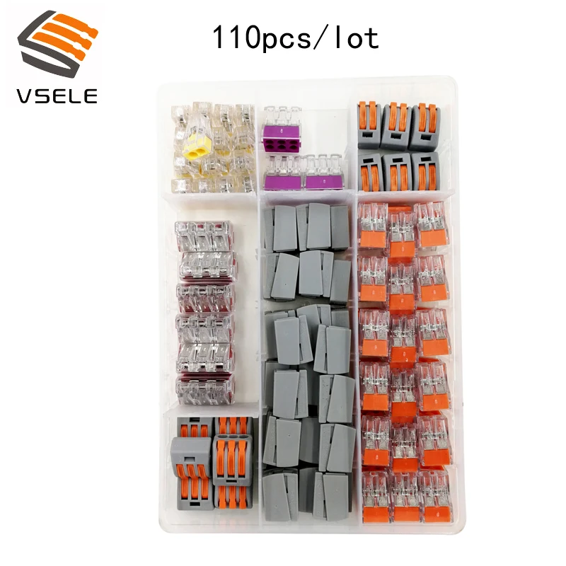 

110pcs/box 3-room-set fast Connector set Mixed Models Universal Compact Wire Wiring Connector Conductor Terminal Block