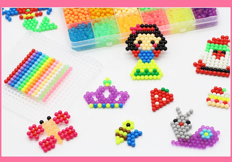 6000pcs 24 Colors beads puzzle Crystal color DIY Beads water spray set ball games 3D handmade magic toys for children