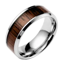 New Design Personality Luxury Wedding Ring Inlaid Teak Medical Stainless Steel Jewelry Titanium Steel Ring