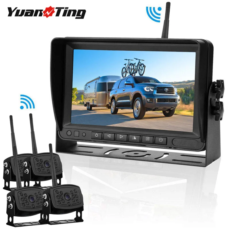 

YuanTing Digital Wireless System for RV/Truck/Trailer with 7'' Monitor High-Speed Observation Split Screen Guide Lines On/Off