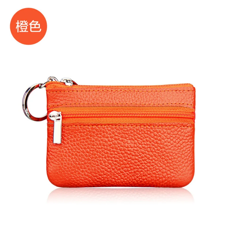 Мягкий бренд для мужчин пояса из натуральной кожи держатель для карт монет кошелек-брелок для ключей молния кошелек сумка для Новинки женщин# D - Цвет: 03 Orange