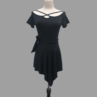 Модный костюм для взрослых латинских танцев, бальных танцев, одежда для тренировок, выступлений, сексуальная юбка для латинских танцев для женщин/женщин - Цвет: black short skirt