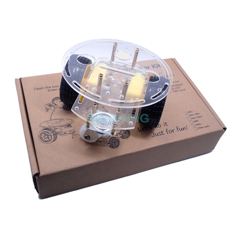

2WD wheel Motor Smart Robot Car Chassis KIT cool For Arduino Acrylic with gif box Free Shipping