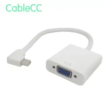 

Left Angled 90 degree Mini DisplayPort DP Male to VGA RGB monitor Projector Cable Adapter White color