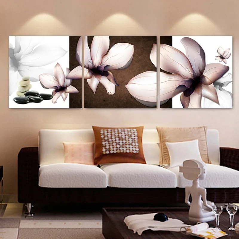 

3 panel wall art HD print canvas prints decoracion flowers cheap modern paintings modular triptych pictures for sitting room