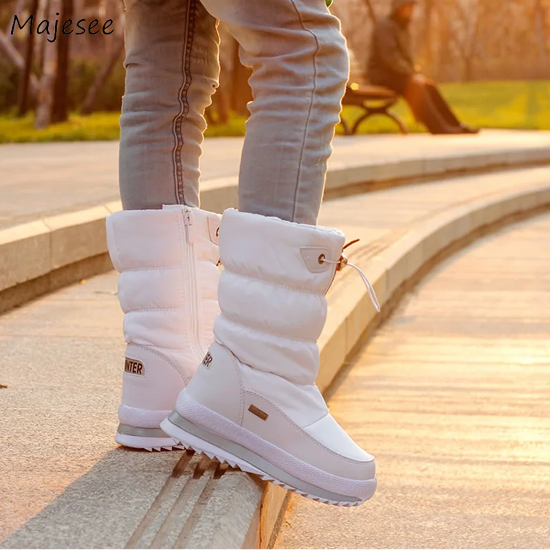 

Boots Women Mid-Calf Snow Simple Thick Plush Womens Winter Outdoor Students Elegant Ladies Soft All-match Trendy Shoes 2019 New