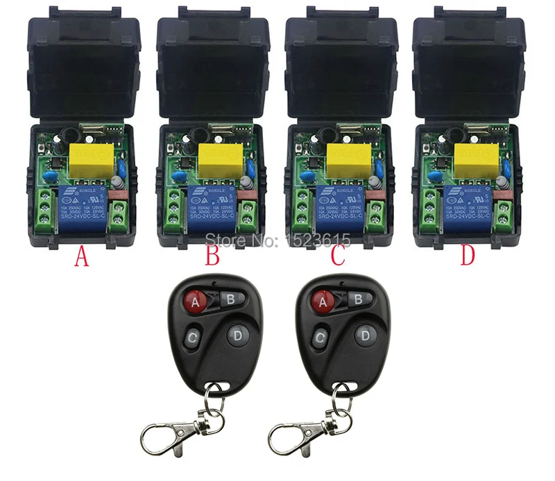 

New AC220V 1CH Radio Controller RF Wireless Relay Remote Control Switch 315 MHZ 433 MHZ 2Transmitter +4 Receiver