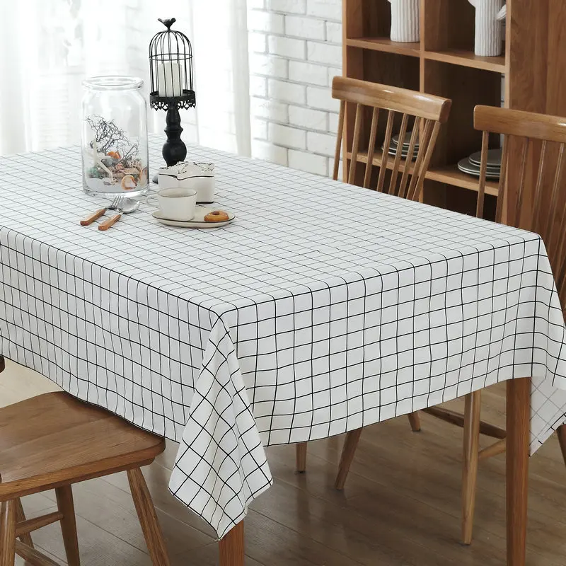 

Linen Modern Simple Plaid Tablecloth Rectangle Towel 8 Colours