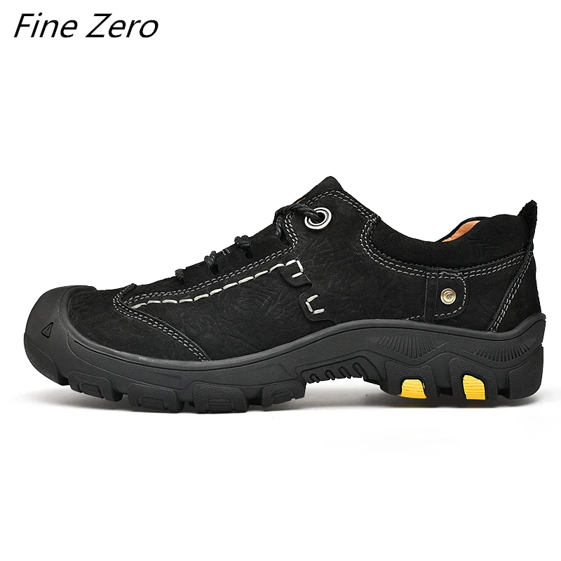Men's Waterproof Hiking Shoes Travel Shoes Outdoor Non-slip Wear Hunting Sneakers Genuine Leather Trekking Climbing Sports Shoes