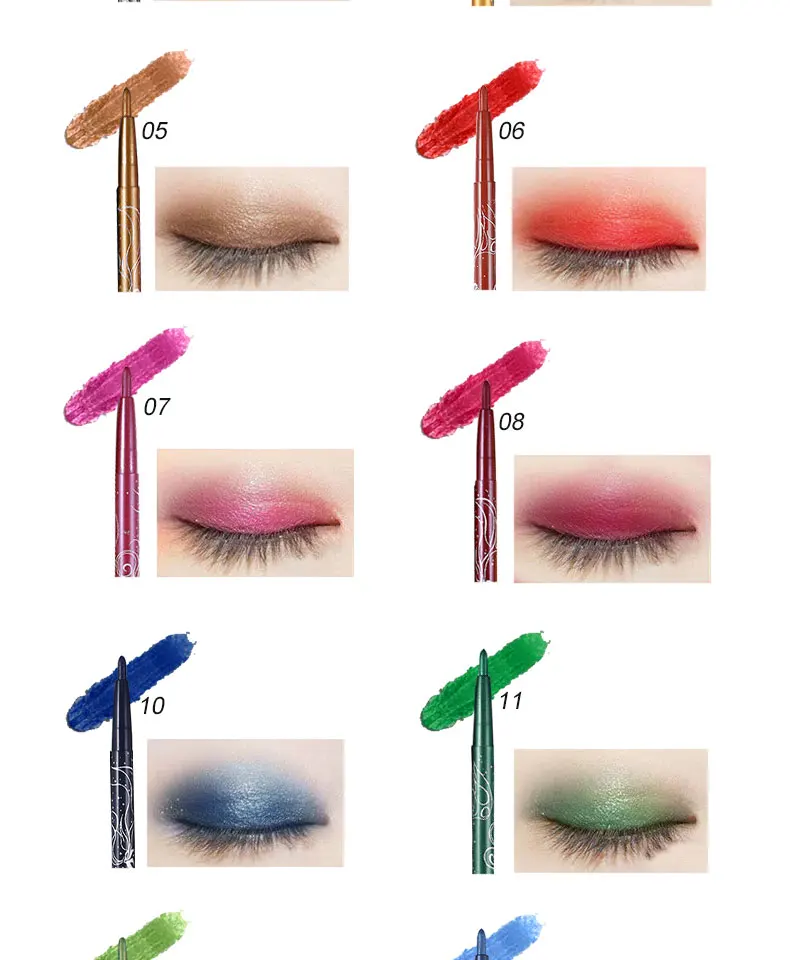 Menow Makeup set 12Color/kit Waterproof Eye shadow Pencil Rotate Eyeliner Long-lasting Eyeliner Cosmetics maquiagem P10001