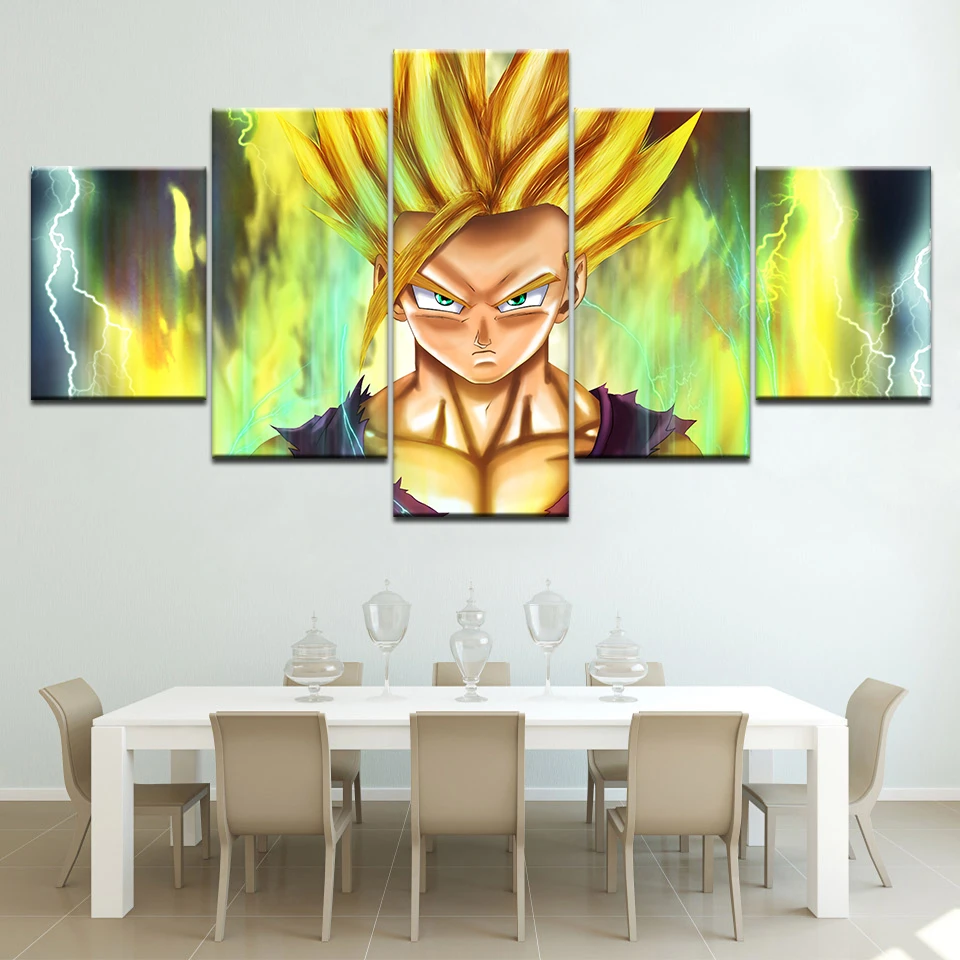 5 Pieces Canvas Prints Dragon Ball Z painting Wall Art Framed Ready to