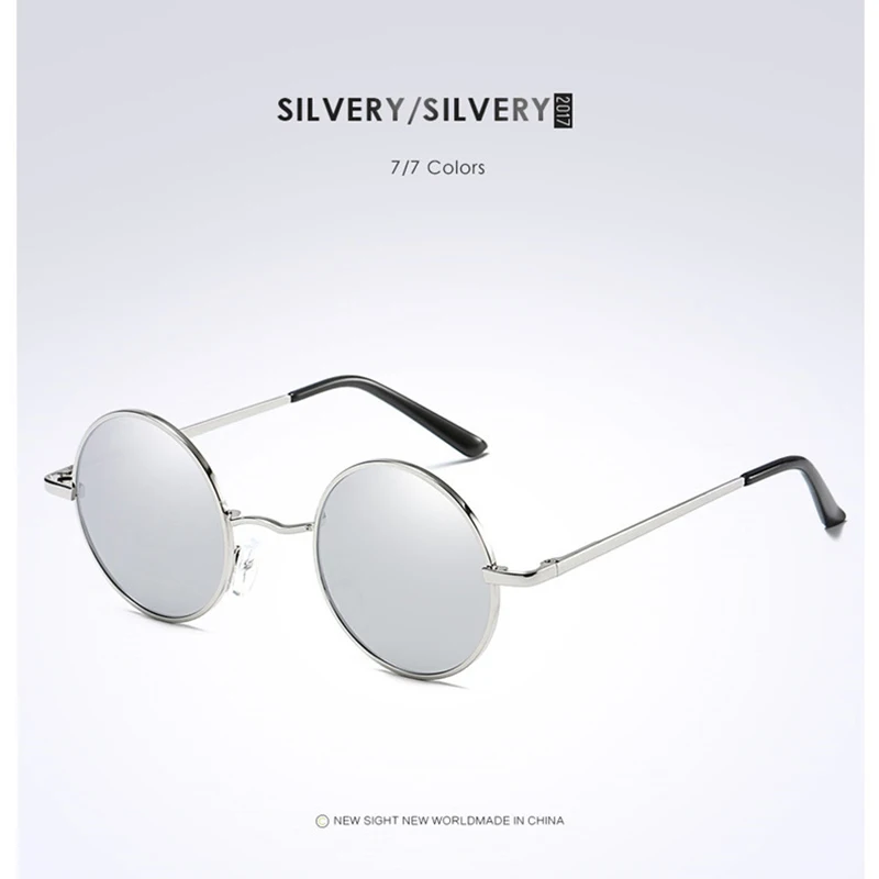 Металлические круглые поляризационные солнцезащитные очки в стиле стимпанк, мужские женские очки с серебряным зеркальным покрытием, Ретро Винтажные Солнцезащитные очки - Цвет линз: Silver Mirror