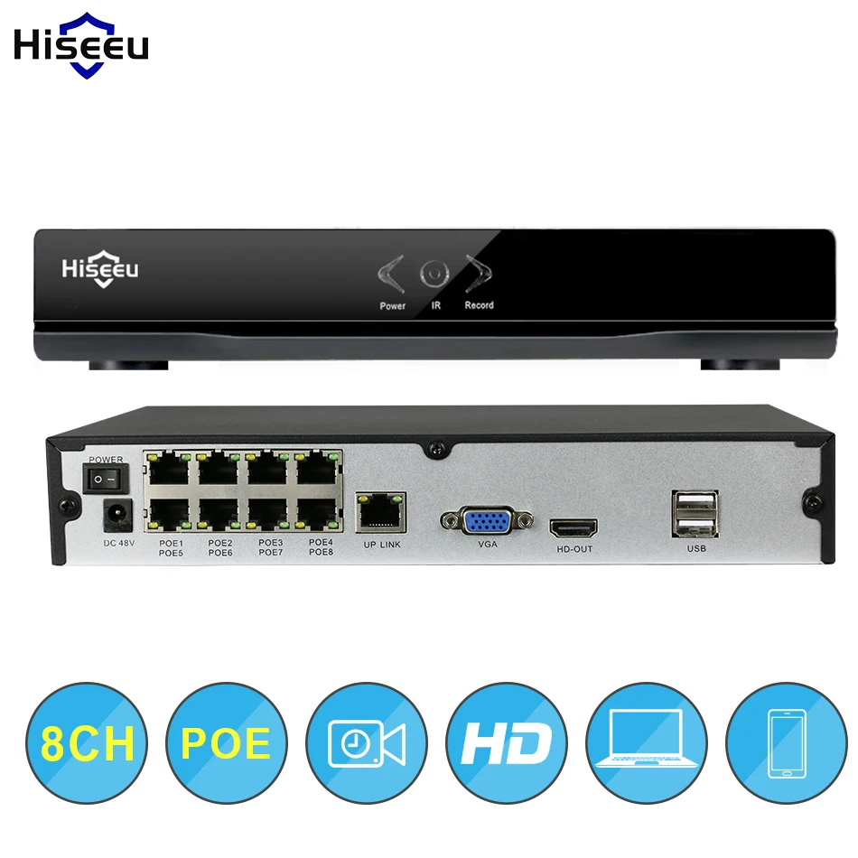 4CH 8CH POE NVR CCTV 48 В IEEE802.3af безопасности PoE коммутатор внутри видеорегистратор сетевой