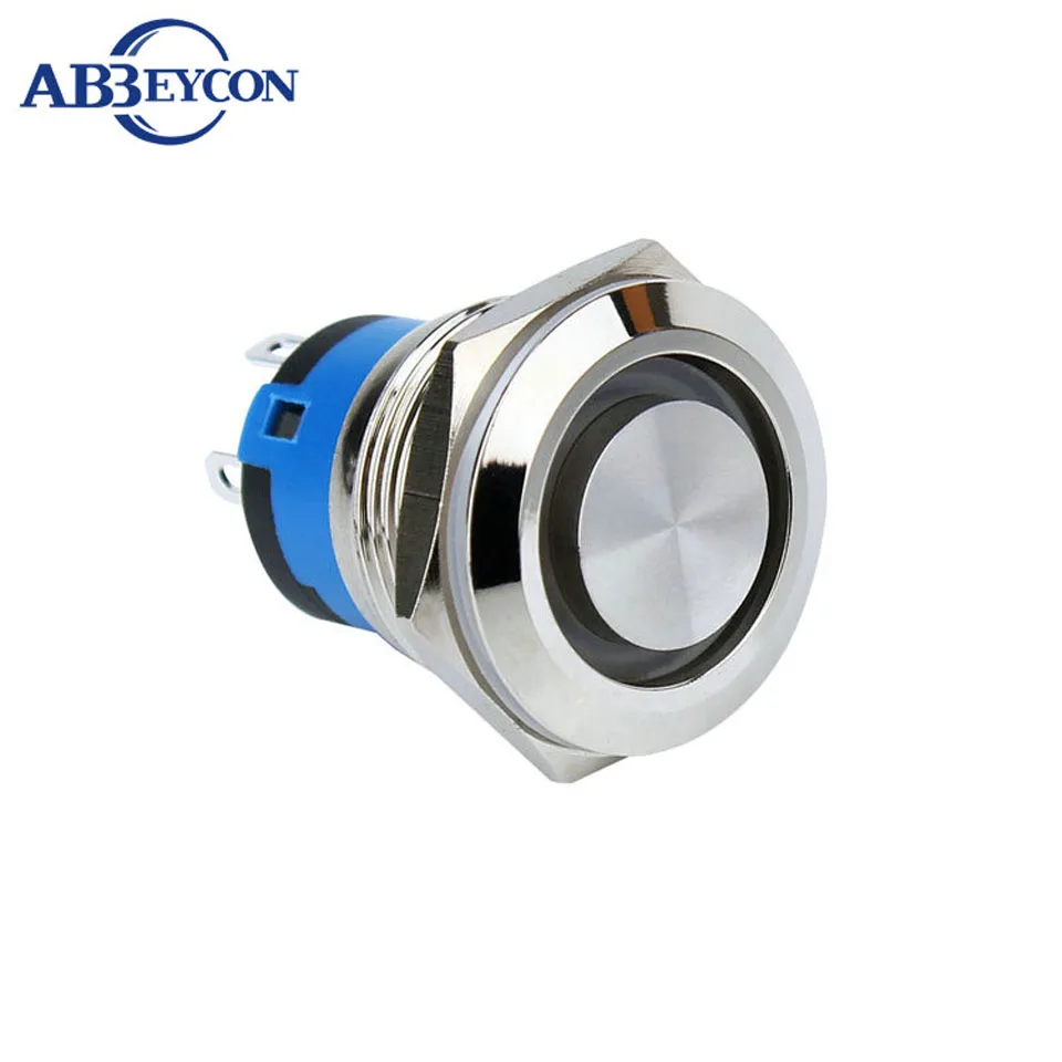 19mm Ring Led Illuminated Momentary Self Locking Metal 1NO Push Button