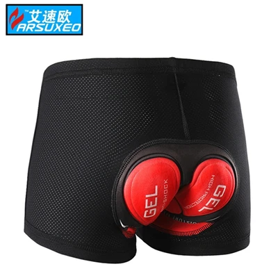 ARSUXEO, нижнее белье для велоспорта, MTB, шорты для горного велосипеда, мужские и wo, для спуска на гору, culotte, 5D, гелевая подкладка, компрессионные велосипедные шорты - Цвет: red color