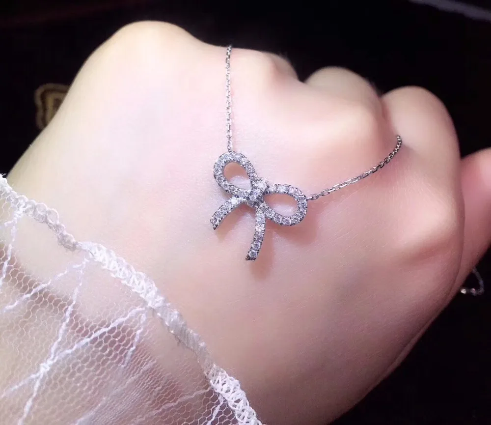 

Fine Jewelry Real 18K White Gold AU750 0.273ct Diamond Necklace Gemstones Pendants for Women Fine Necklace