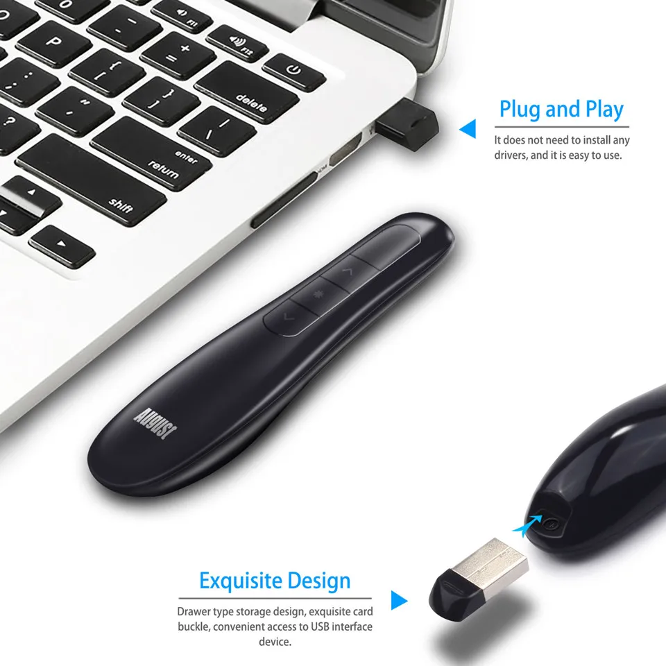 August LP230B Wireelss Presenter with USB Receiver