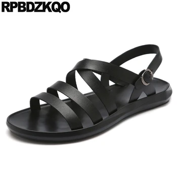 

black beach 2019 outdoor men gladiator sandals summer roman italian waterproof leather toe loop strap native shoes open water
