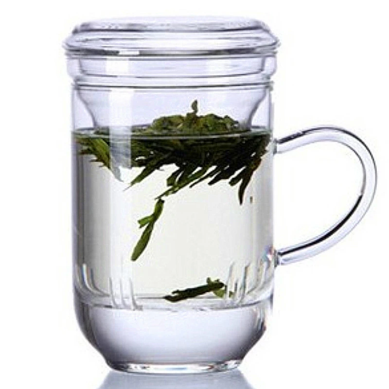 

350ml creative high temperature tea mug transparent glass tea set three cups filter with lid flower teacup teahouse teacup