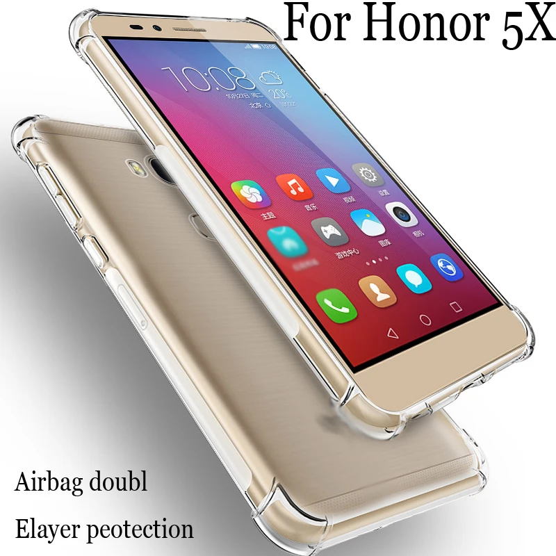 Чехол на воздушную подушку для huawei Honor 5X5 X, прозрачный, Кристальный, мягкий, силиконовый, ТПУ, противоударный, полная Защита, Чехол для телефона Honor5X, чехол s