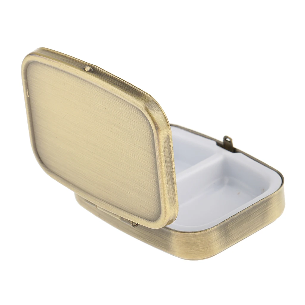 2 Compartments Travel Vitamin Organizer Medicine Tablet Box Trinket Earring Storage Case Container with Mirror