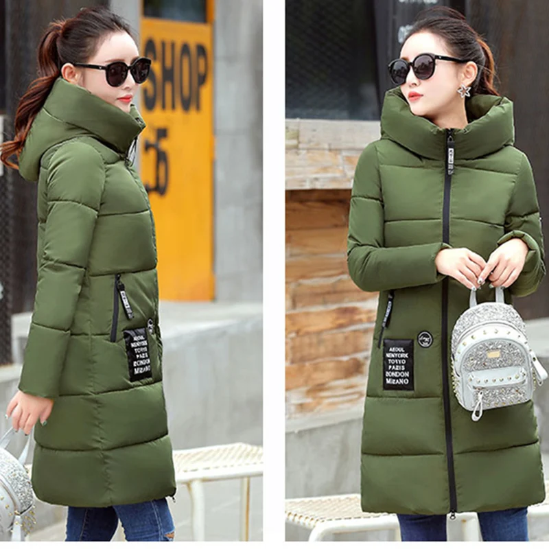 2019 NEW Winter Jacket Women Hooded Warm Cotton Coat Padded Female Slim Long Jacket Women Parka Outwear Plus Size Ladies Coat