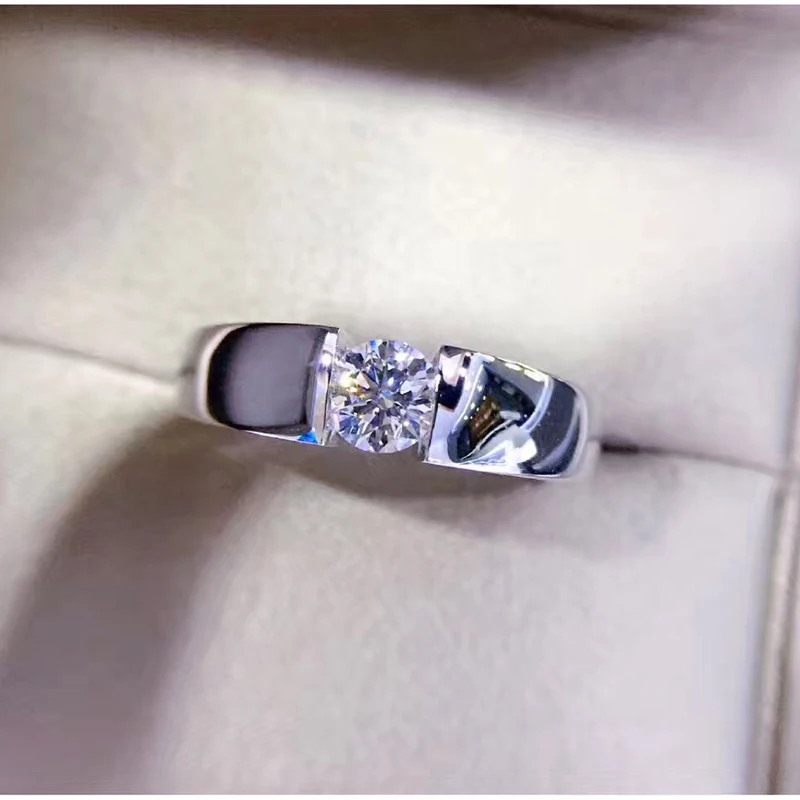 Мужское кольцо 18k белое золото (AU750) сертифицированное F G/SI 0 52 CT для помолвки с