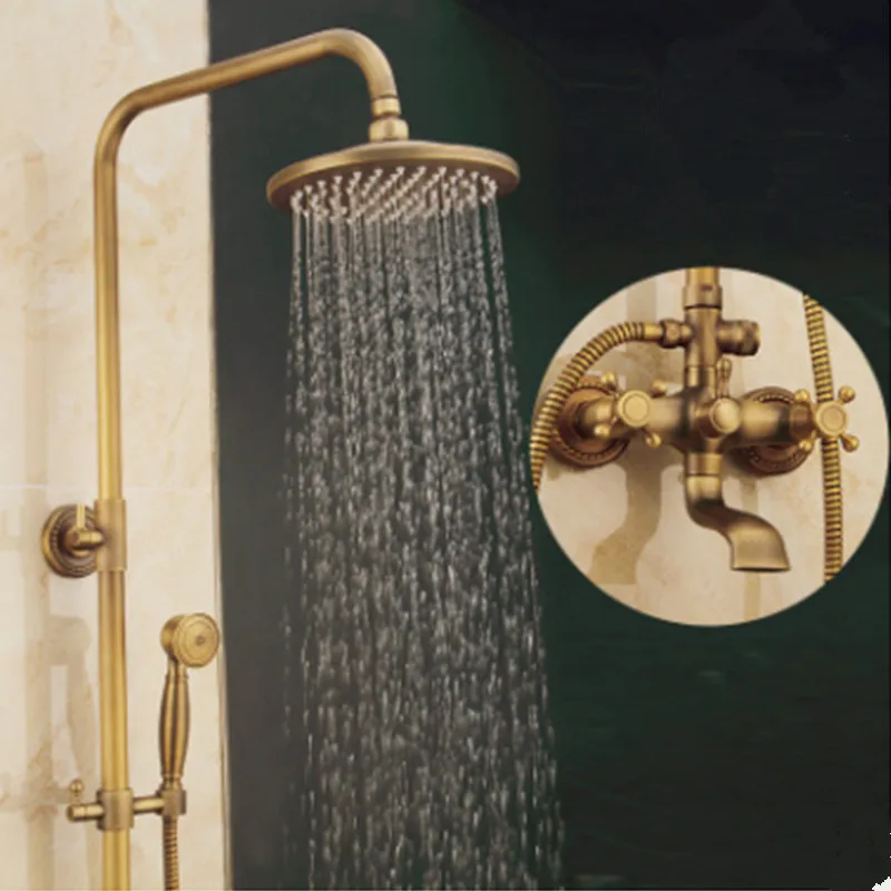 

European retro shower set all copper bathroom wall shower set