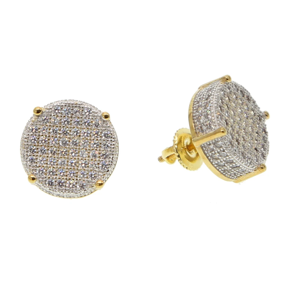 Серьги гвоздики золотистого цвета с фианитом 14 мм|earrings for women|fashion earrings womenearrings women