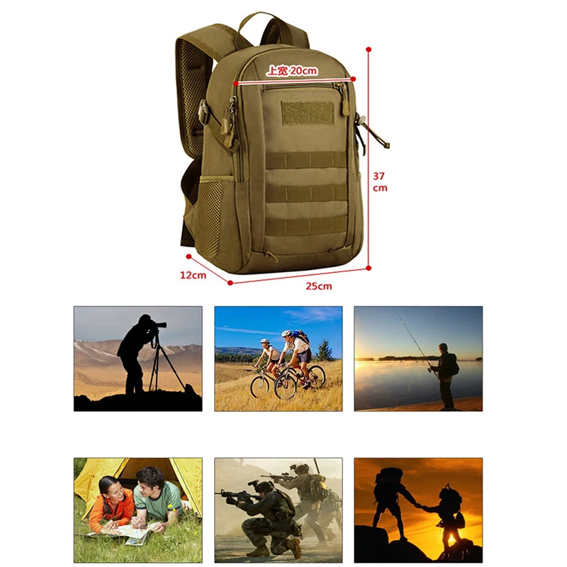 

Mini Daypack Military MOLLE Backpack Rucksack Gear Tactical Assault Pack Student School Bag for Traveling Camping Trekking 12L