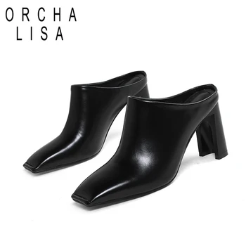 

ORCHA LISA Women high heels Sandals fashion Genuine leather women shoes high heels women sandals simple Grace dress C744
