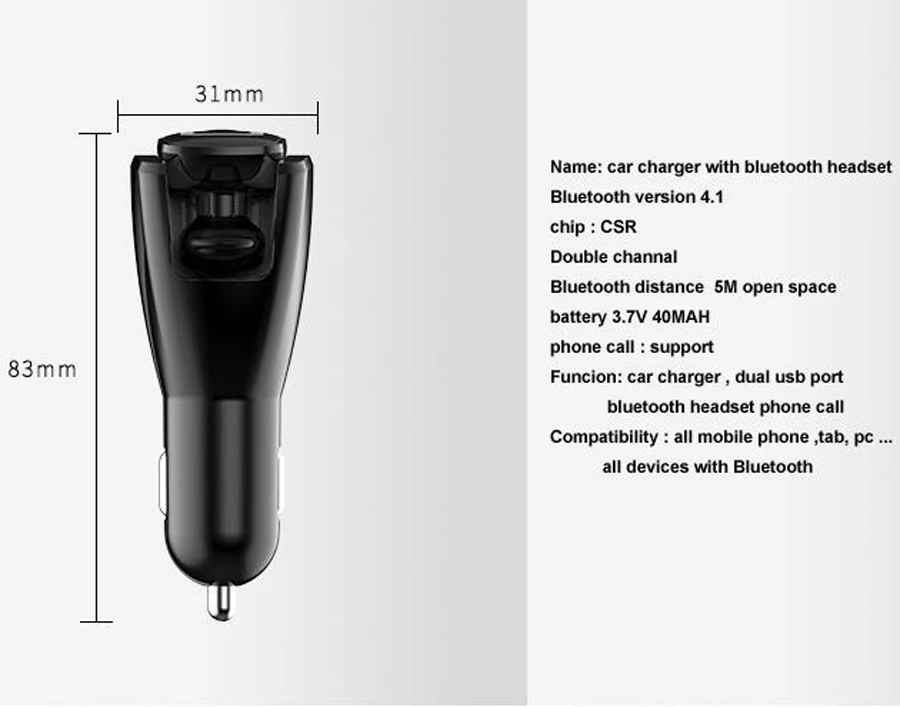 car charger bluetooth headset 15