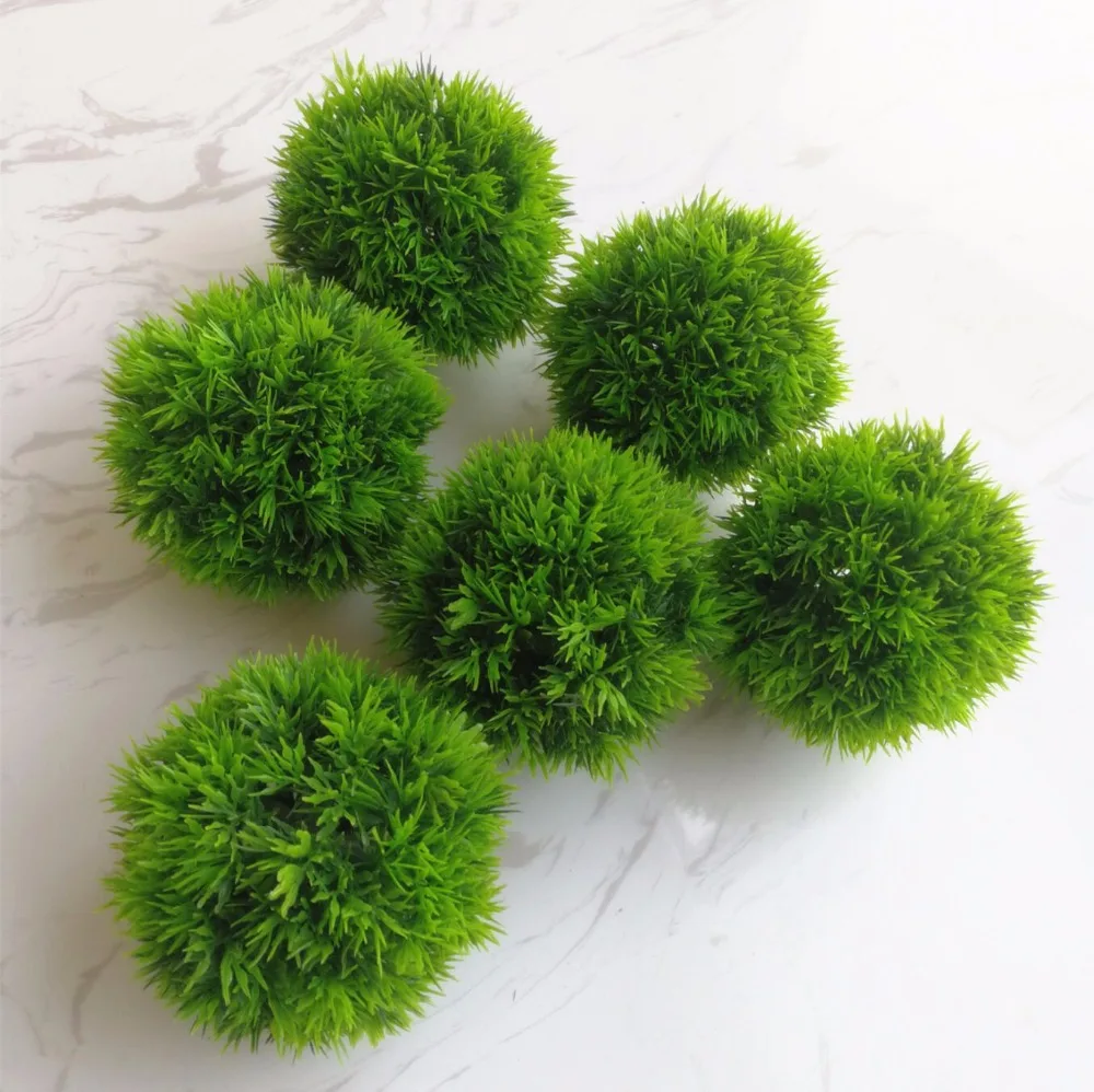 

6pcs/lot Dia 11cm Artificial Grass Ball Green Plant Plastics Green Balls Home for Decoration Wedding Supplies