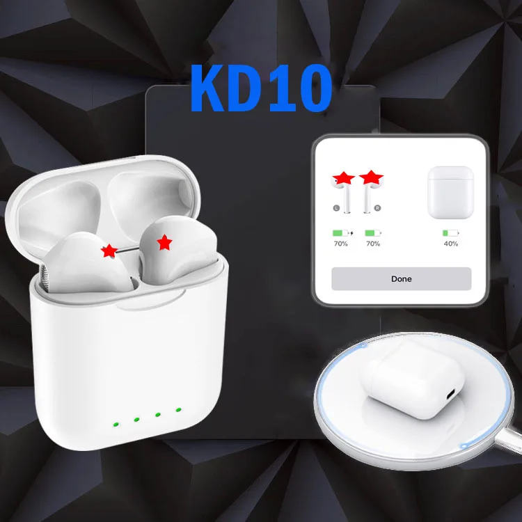 Новые беспроводные Bluetooth наушники KD10 tws наушники с всплывающим окном и функцией беспроводной зарядки PK wi чип i20 i30 i60 tws