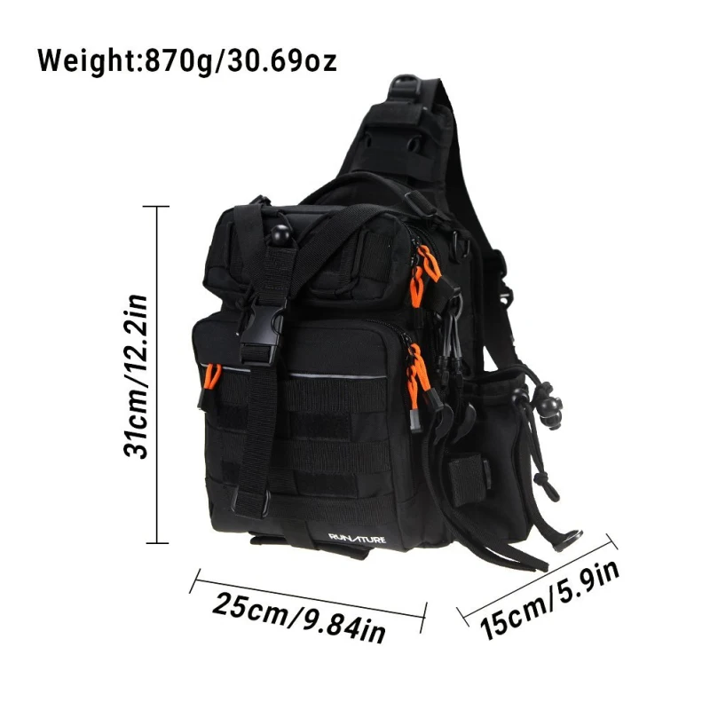 Bolsas de Pesca Náilon à Prova Bolsa ao ar Livre para a Pesca Runature Peito Ombro Crossbody Bolsa Tático Sling Dwaterproof Água Camo Molle no 10 Runature sacos de pesca no peito ombro