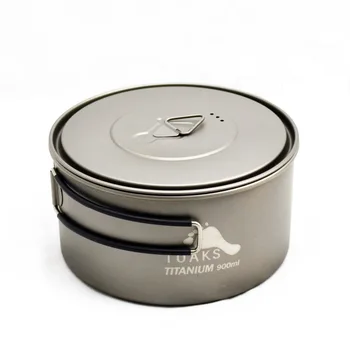 

TOAKS 900ML Titanium Pot with Lid and Handle Outdoor Lightweight Camping Picnic Cooking Pot Food Container Lunch Box Bowl