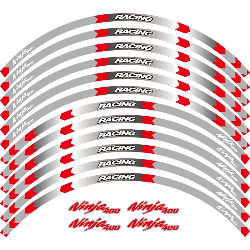 Новинка, высокое качество, 12 шт., подходит для мотоцикла, наклейка для колес, в полоску, светоотражающий обод для Kawasaki ninja 400 ninja400