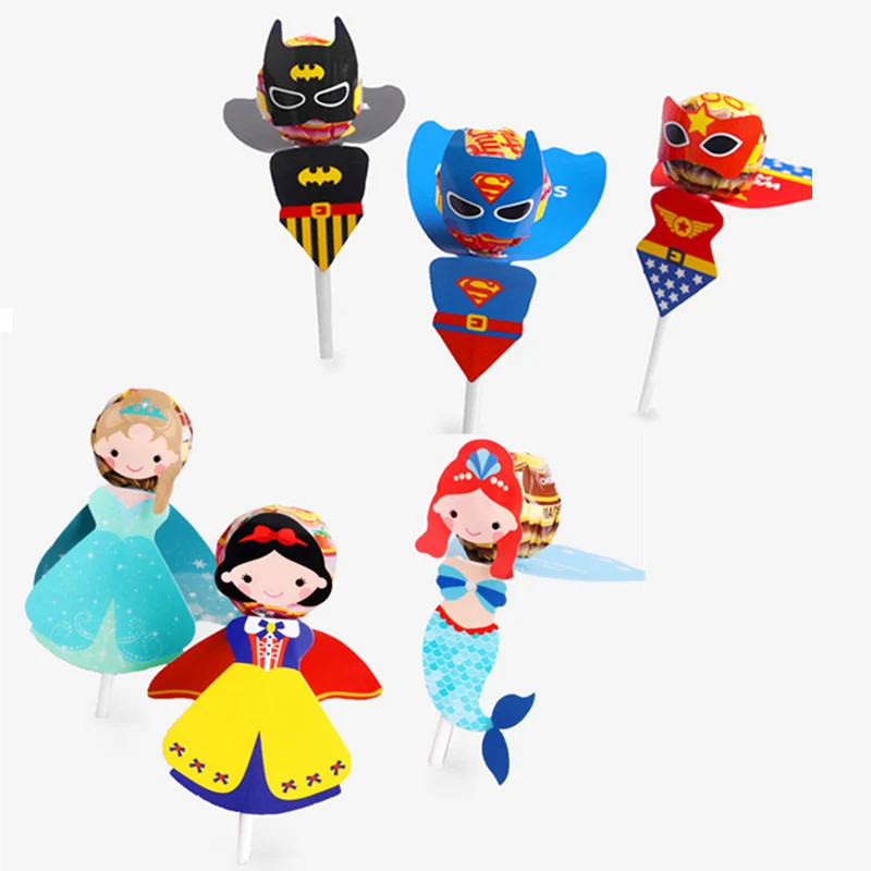 Tanie 30 sztuk księżniczka Lollipop karty cukierki dla dzieci syrenka superbohater