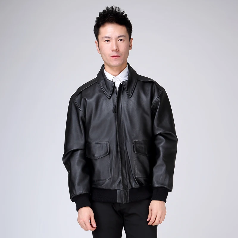 

2016 New Men's Genuine Leather Jacket Fat loose big yards S-XXL Sheepskin Casual Russia Winter Coats Free Shipping