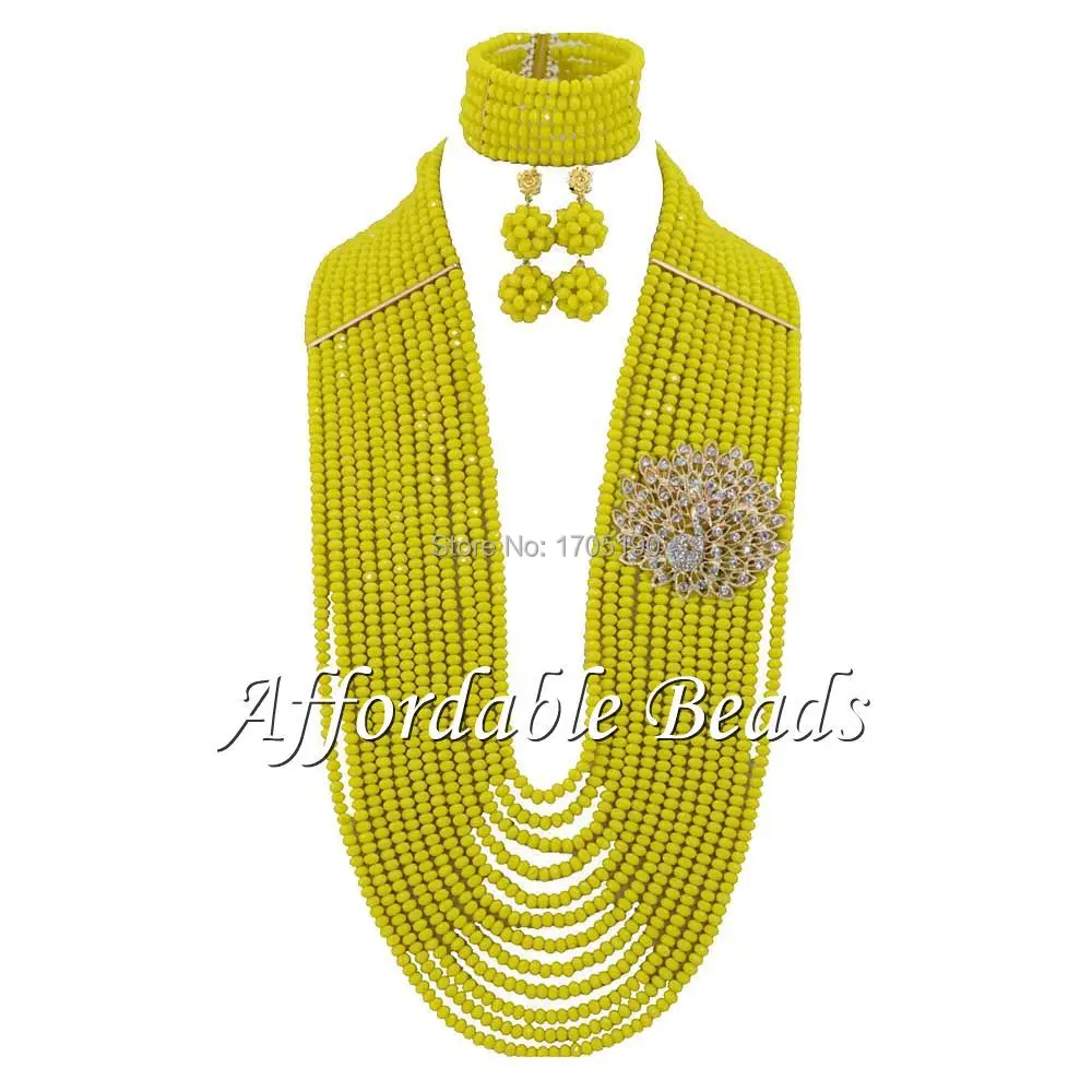 

New Nigerian Wedding Beads Charming African Jewelry Set Free Shipping ABC001