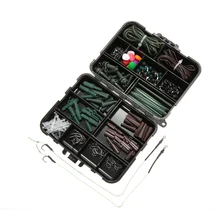 155 шт. рыболовные снасти Коробка для снастей Усадочные трубки Pesca карп грузики безопасные зажимы крючки Вертлюги для волос черный ящик для снастей Карп волосы