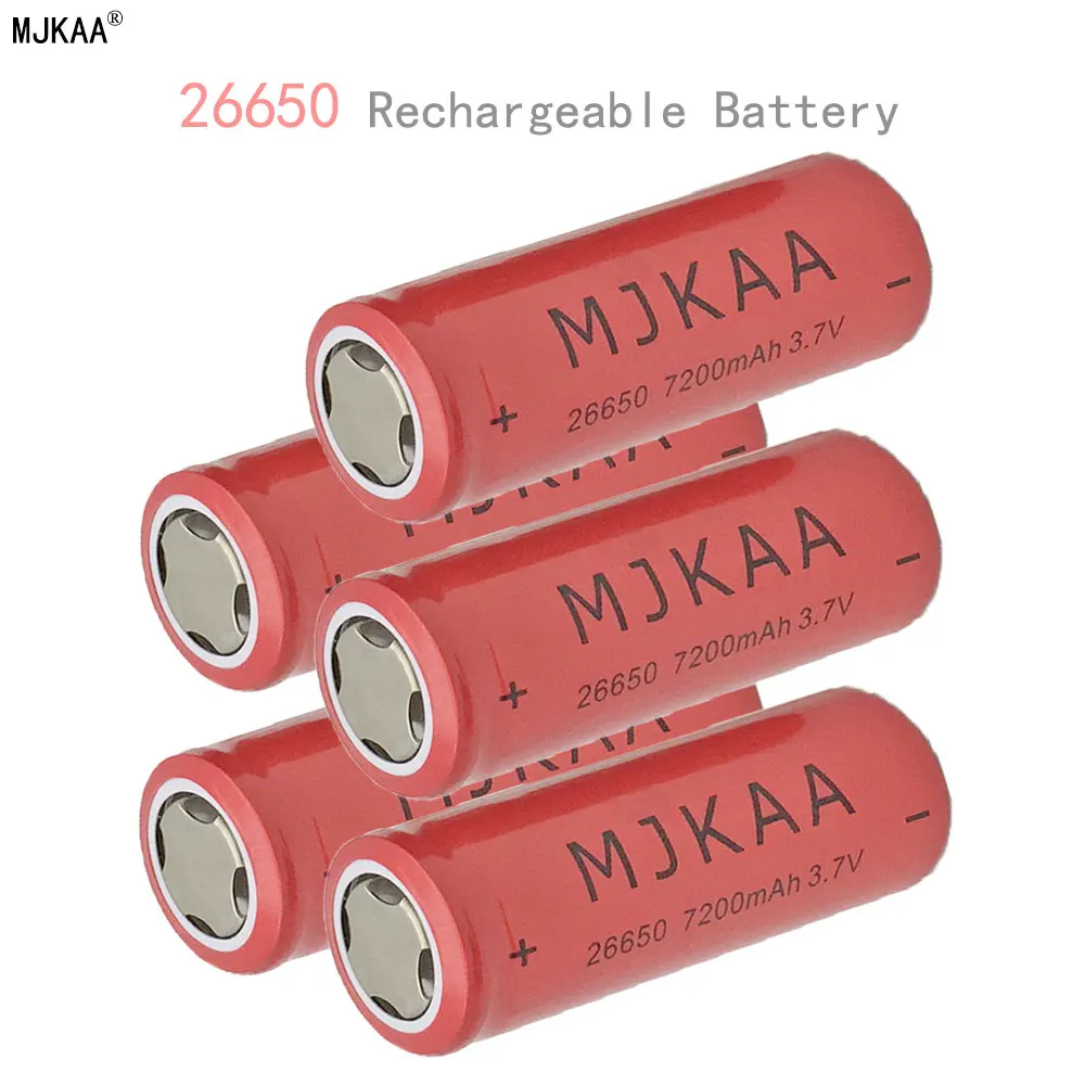 

MJKAA High Capacity 7200mAh 3.7V 26650 Rechargeable Li-ion Battery Baterias Bateria For Flashlight Torch