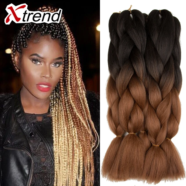 Xpression kanekalon braiding hair sliver grey two tone ombre kanekalon jumbo braiding hair