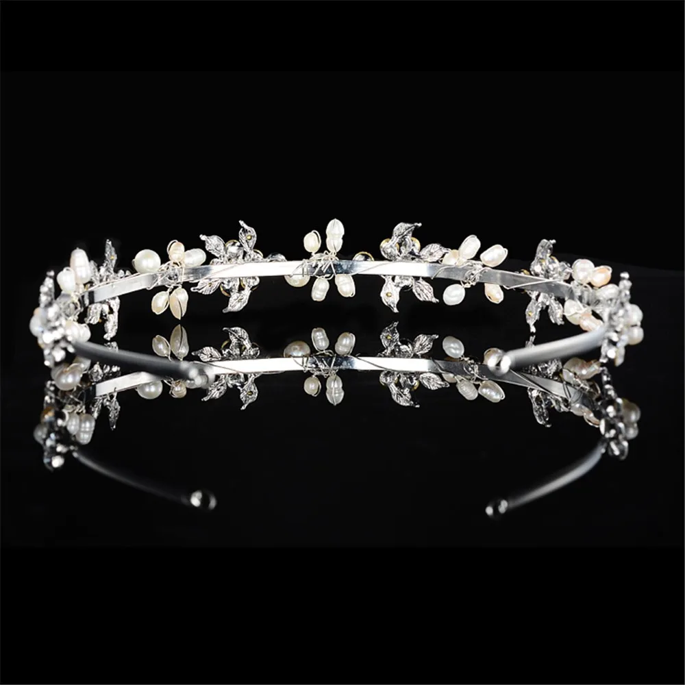 925 sterling silver cute pink flowers design tiara for women simulated pearl & Austrian crystal hair accessories wedding jewelry bridal crown HF042 (5)