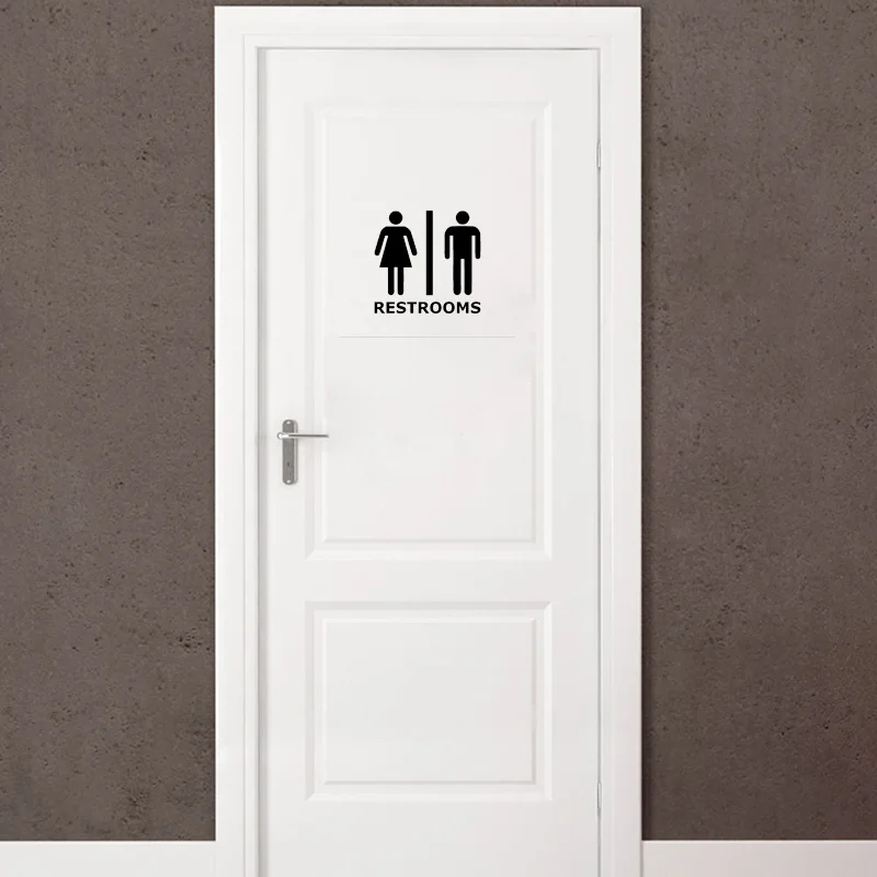 Stylish RESTROOMS Vinyl Decal Sticker Restroom Men Women Removable Home