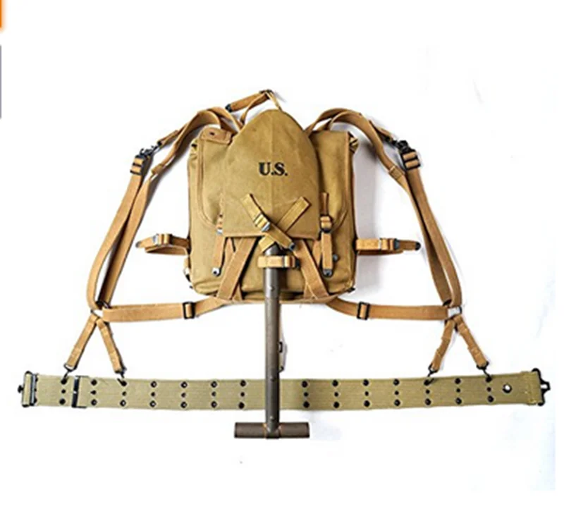 

WW2 WWII US ARMY SOLDIER USMC M1941 PACK COMBINATION WITH T-SPADE FULL SET