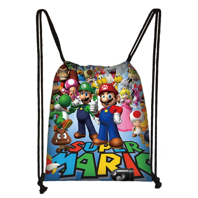 Игра “Марио” Sonic зубная щётка бум ежиков Мультфильм Детский рюкзак со шнурком для покупок школьной поездки вечерние сумки подарок 38*32 см - Цвет: 030