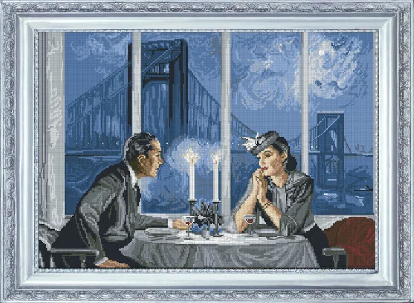 

Needlework,embroidery,DIY DMC Unprinted people Cross stitch kit,Candlelight dinner romantic Bridge counted Cross-Stitching decor